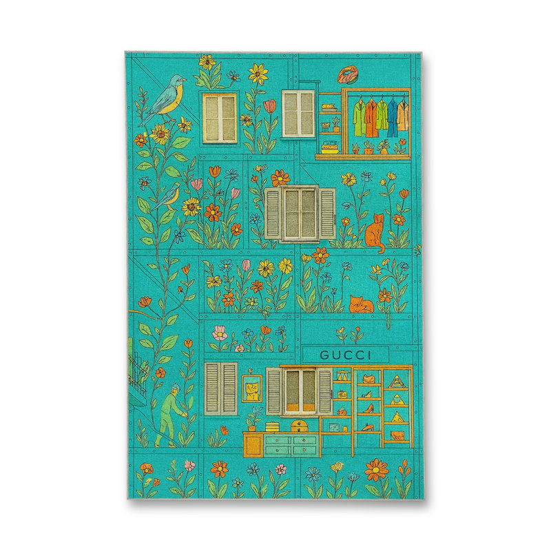 Tapis bleu tissé lavable rétro Mosso, 6 pi 7 po x 9 pi 10 po