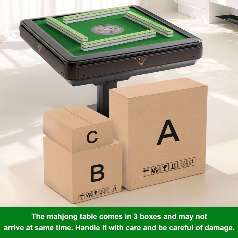 Table de jeu de mahjong pliable automatique VERZEY 152 tuiles de 42 mm de style chinois et américain