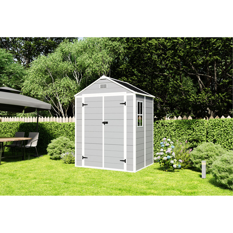 Remise de rangement en résine Campp 6 * 5Ft - Pp, imperméable, antirouille et grande capacité