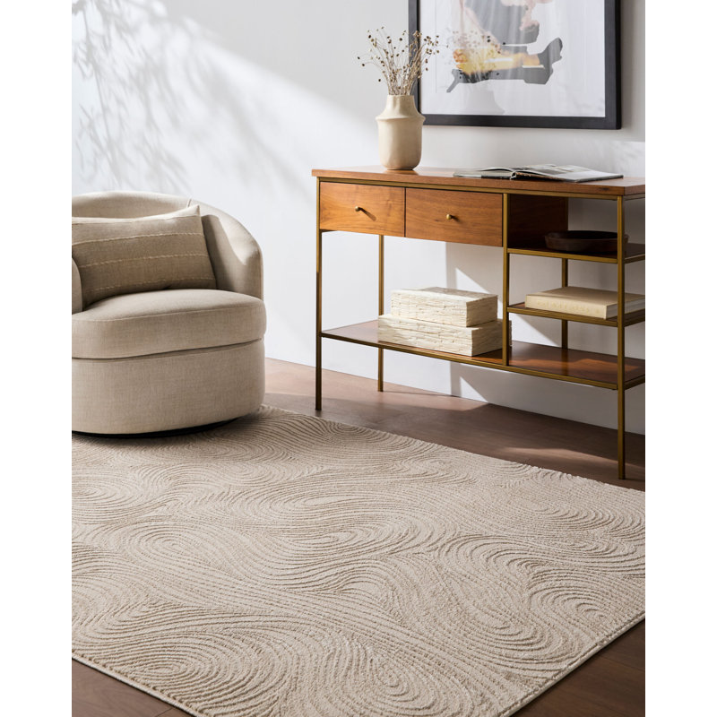 Tapis tissé à la machine ELLE Decor X Livabliss Grenelle, Crème, Rectangle 7 pi 10 po x 10 pi