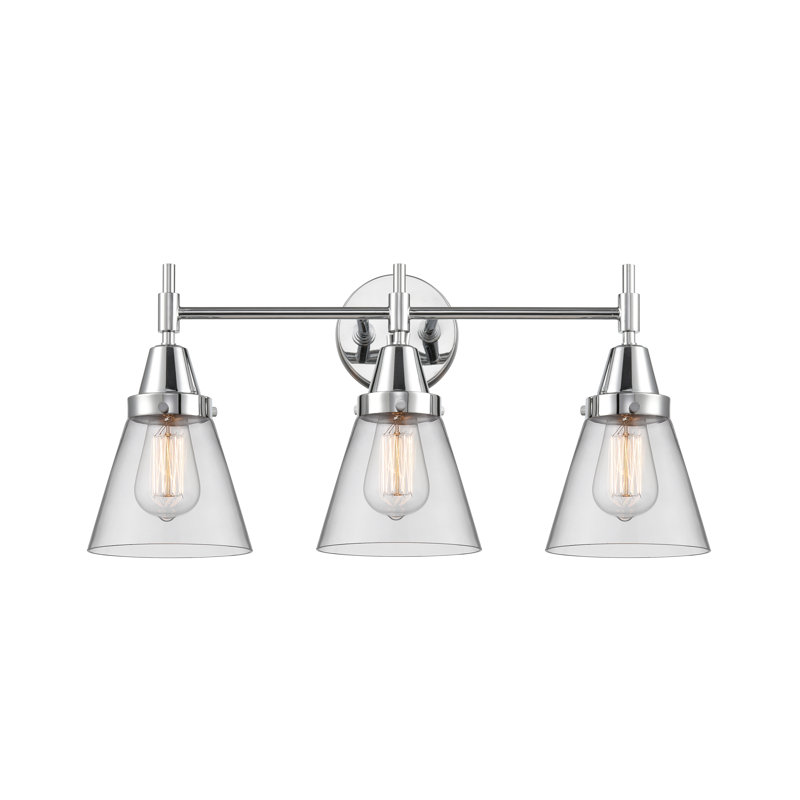 Éclairage pour meuble-lavabo à 3 lumières à intensité variable Gayle, Transparent, Ampoule DEL rétro 4 watts, Chrome poli