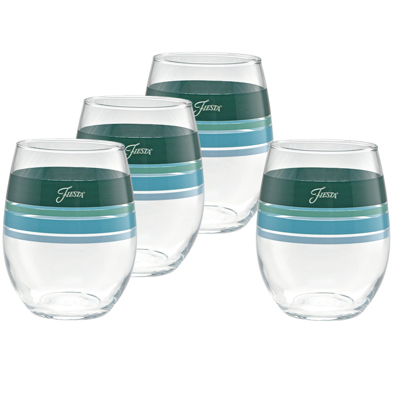 Fiesta Aegean Edgeline Glass, 15-Ounce Stemless Wine Glass