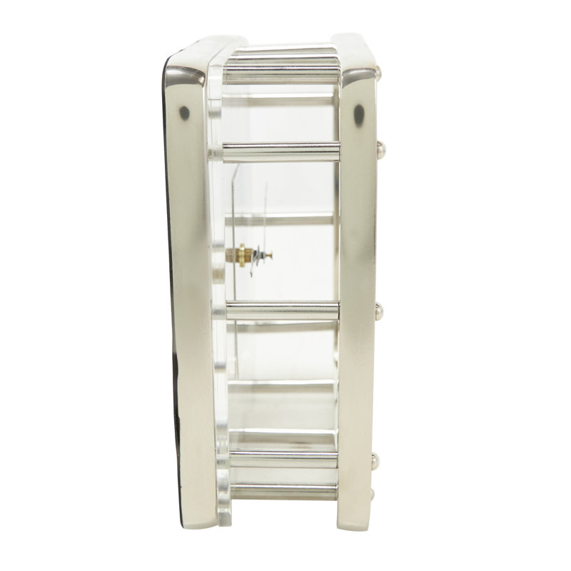 Horloge de table analogique à quartz en métal, Argent, H 7,95 po x l 7,08 po x P 3,55 po