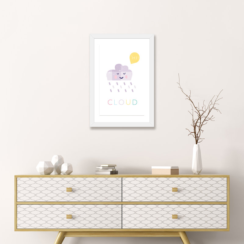 Nuage - reproduction d'impression, H 24 po x l 16 po x P 1 po, Blanc, Papier encadré blanc
