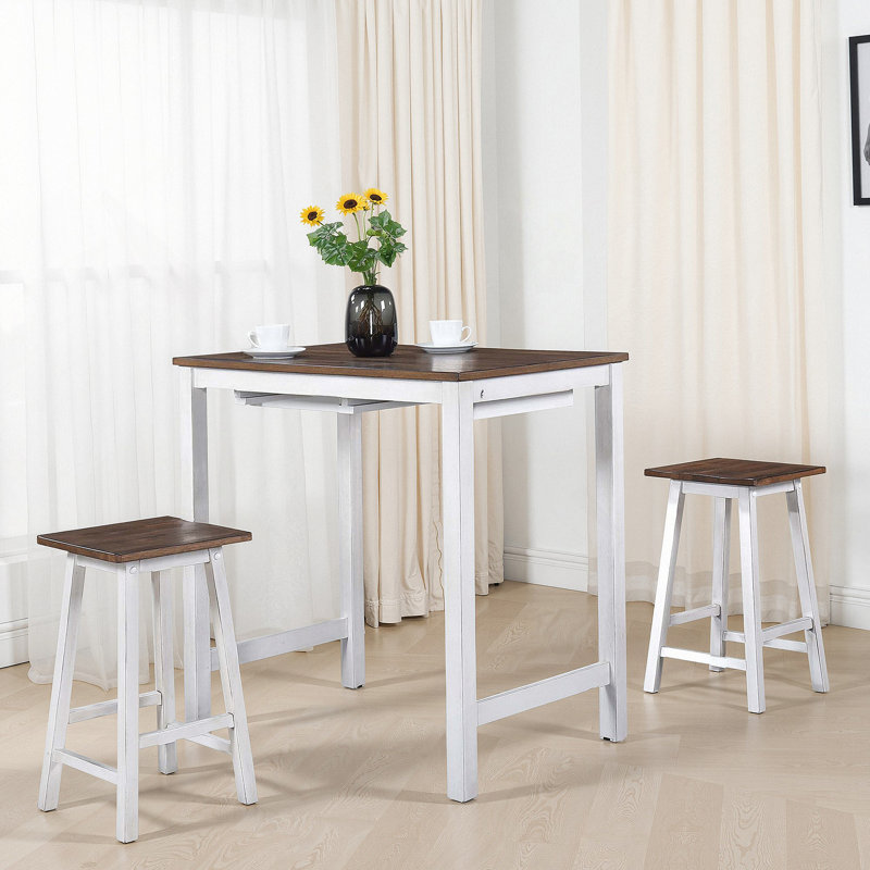 Tabouret suspendu 3 pièces facile à nettoyer pour les petits espaces, Antique Dark Oak, Antique Dark Oak