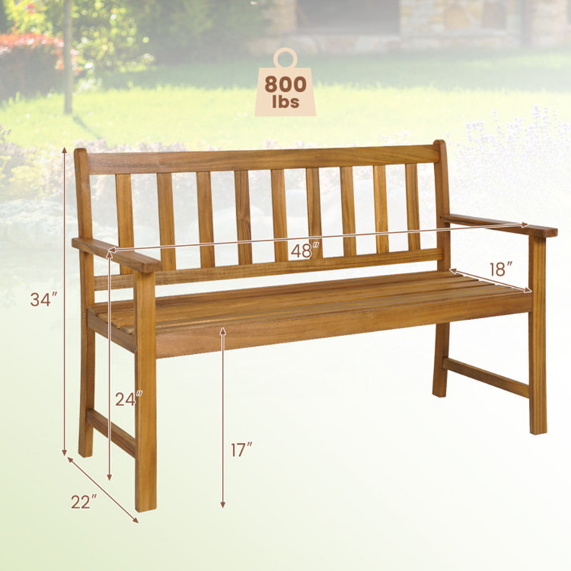 Evagelos Solid Wood Outdoor Bench