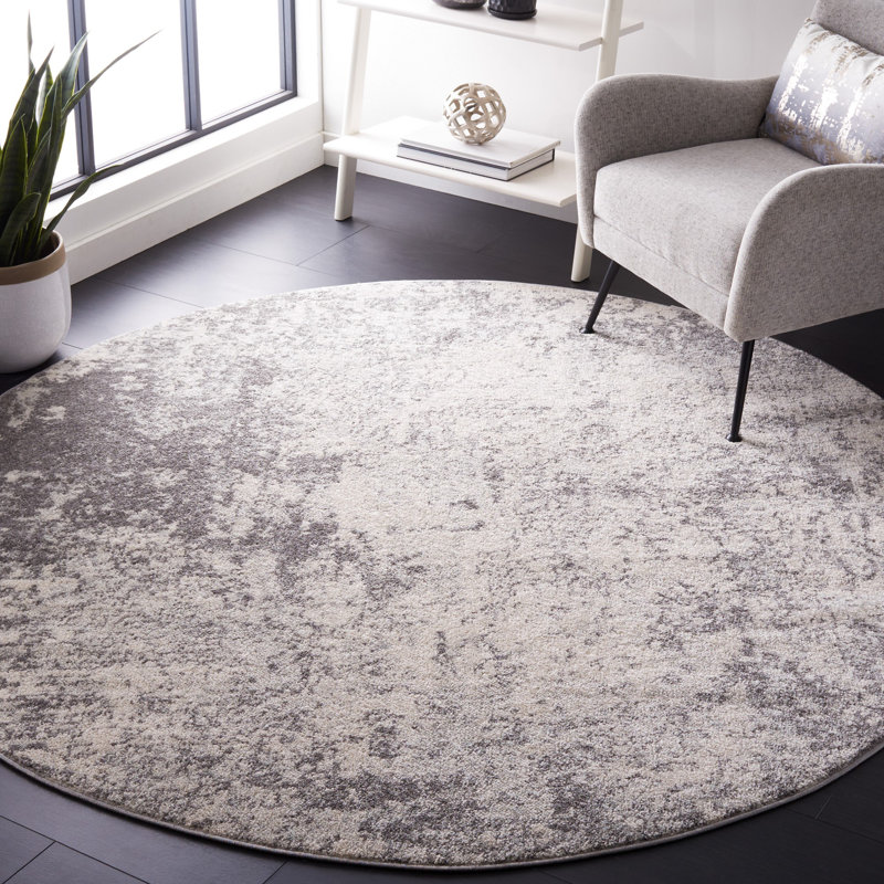 Tapis ivoire / gris Tulum 284, Rond 6 pi 7 po