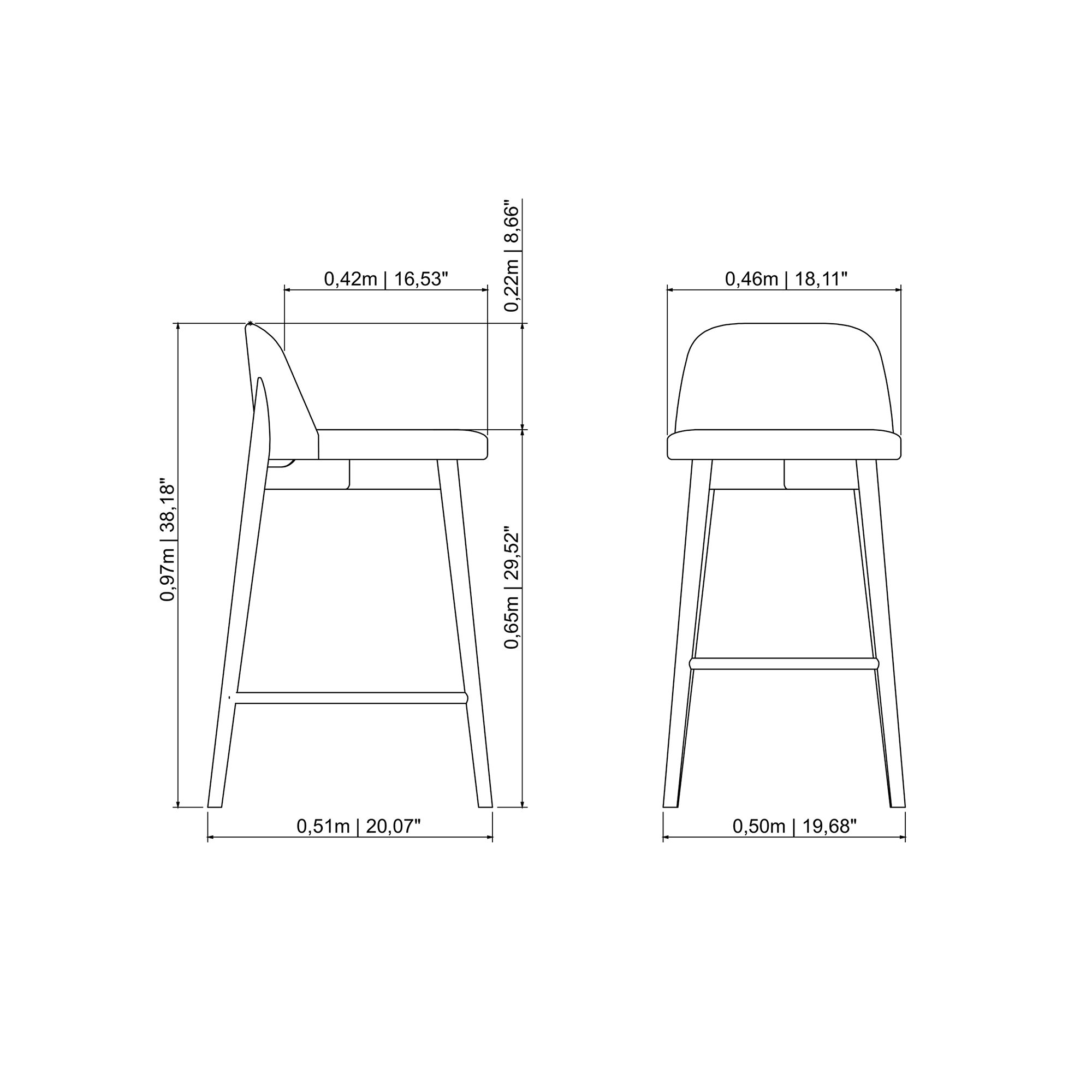 Nikita Tonia Bar/Counter Stool - Texan Burnish Guardian Seat - Domasco Frame, Blue Mix/Nogal, Bar Stool (29.5" Seat Height)