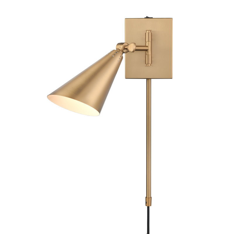 Losh 10.25'' High 1-Light Plug-In/Hardwire Sconce - Brushed Gold