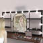 Coiffeuse murale 115 cm (L) x 35,5 cm (P) x 72,5 cm (H) - Structure en métal et plateau en bois - Bureau de maquillage suspendu monobloc avec miroir arqué - Noir - Pliable - Hauteur réglable - Éclairage DEL à intensité variable