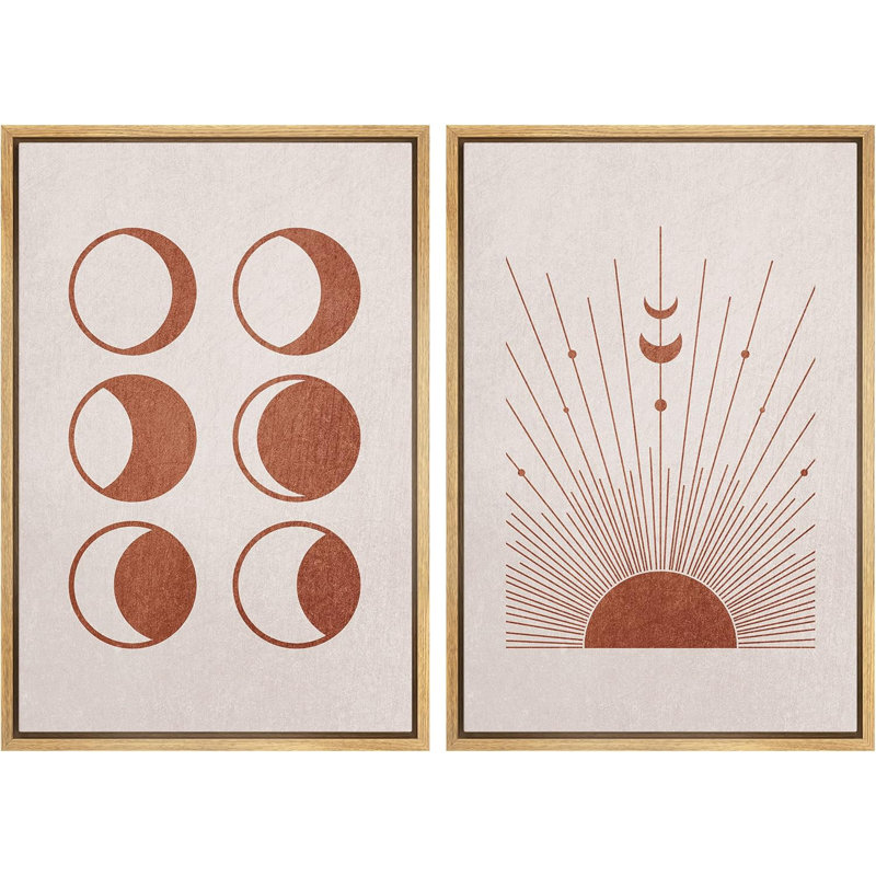 Sun And Moon 2 - Pieces, 24" H x 32" W, Natural