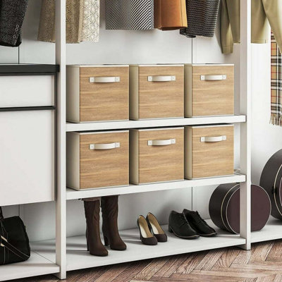 12 Inch Foldable Cube Storage Bins Set Of 6, Closet Organizers Bins And Storage Box For Toy Clothes-Brown