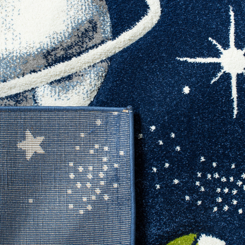 Tapis bleu marine / ivoire / vert Hilger, Rectangle 5 pi 3 po x 7 pi 6 po