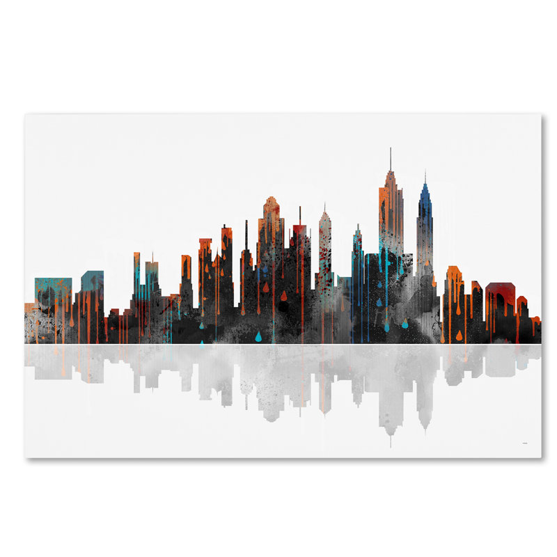 « new york new york horizon » par marlene watson, reproduction d’impression sur toile tendue, H 30 po x l 47 po x P 2 po
