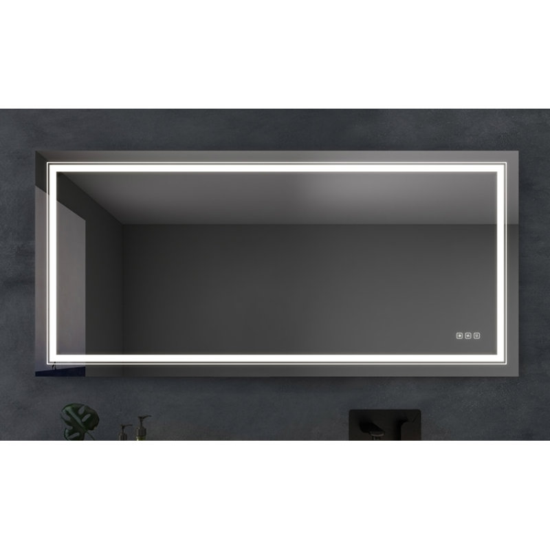 Miroir de salle de bain anti-buée avec bouton