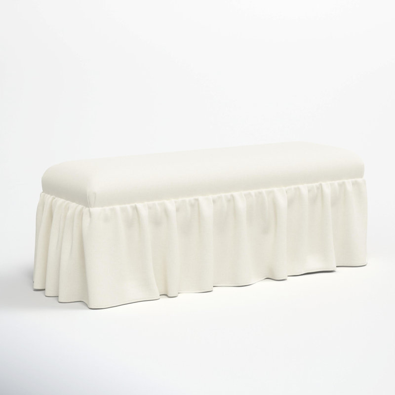 Banc de salle à manger Maggie Ruffle, Lin blanc texturé Zuma