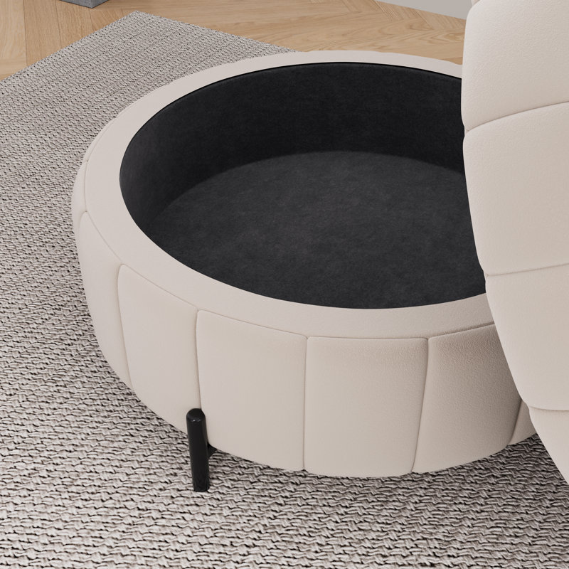 Repose-pieds de rangement l 31,48 po avec couvercle réversible, Beige