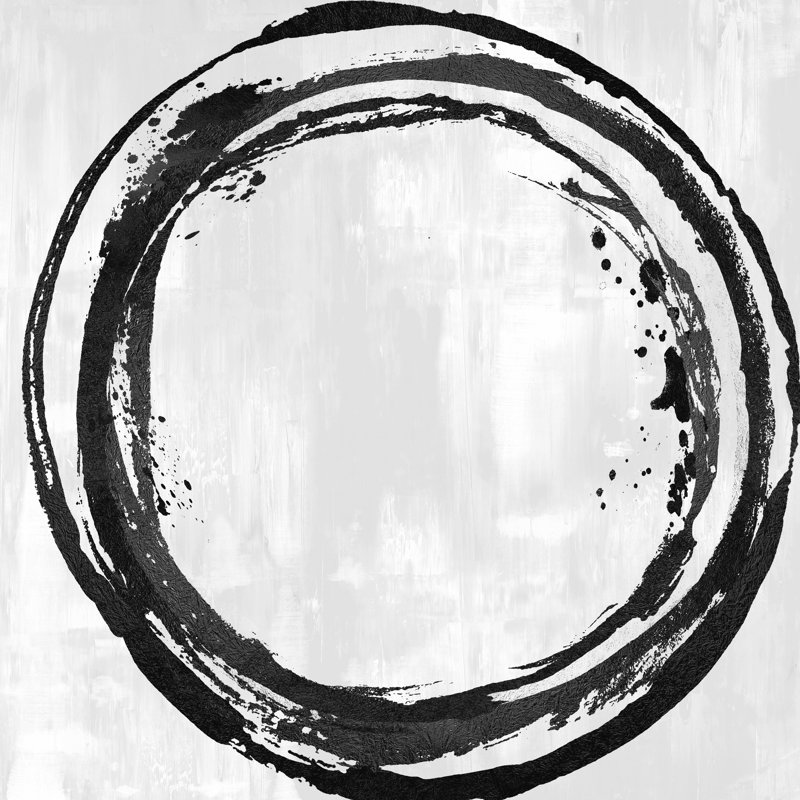 Cercle noir abstrait 1, H 30 po x l 30 po