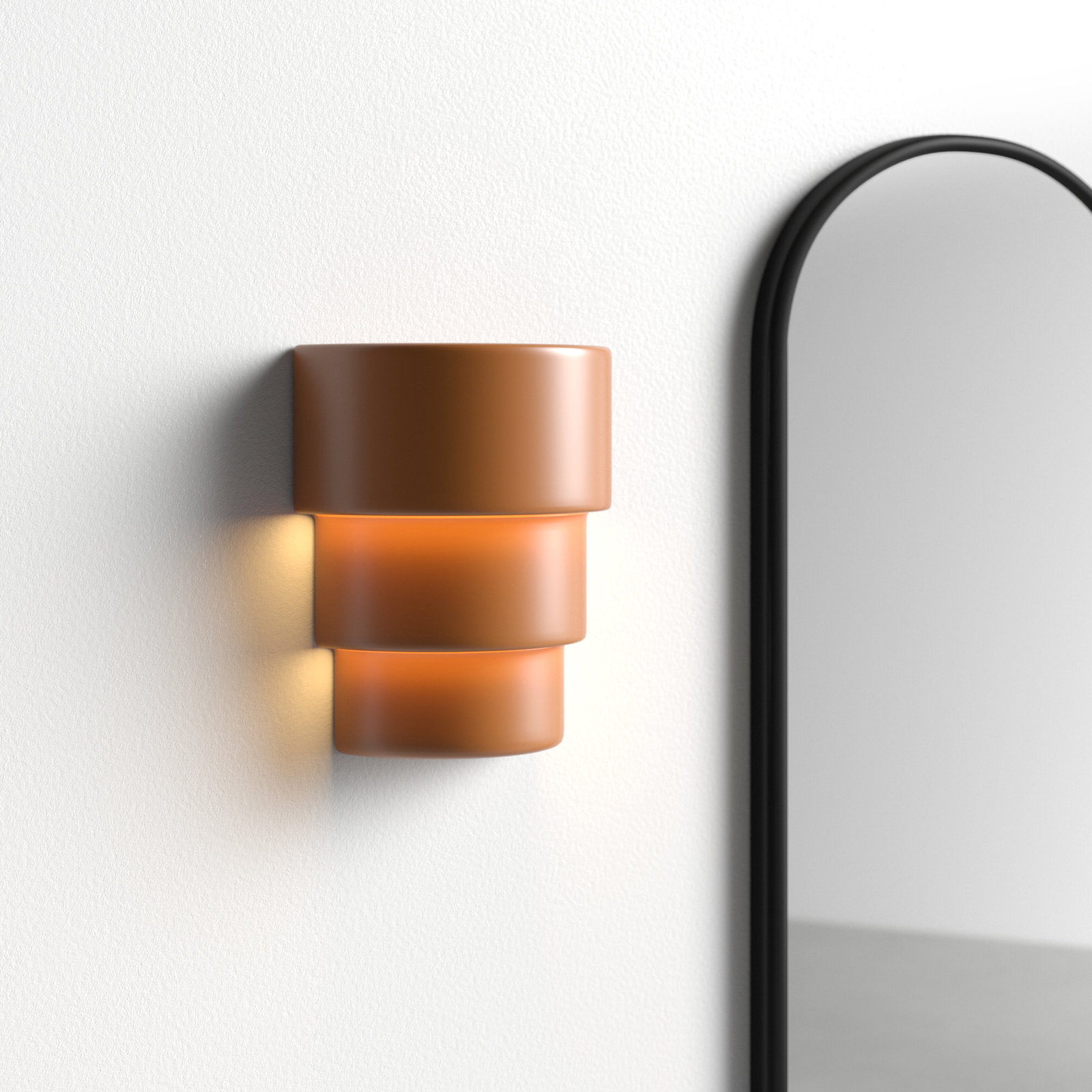 Alvera 2-Light Dimmable Ceramic Flush Mount Sconce, 10.25" H x 10.75" W x 6.25" D, Terra Cotta, LED (Integrated)