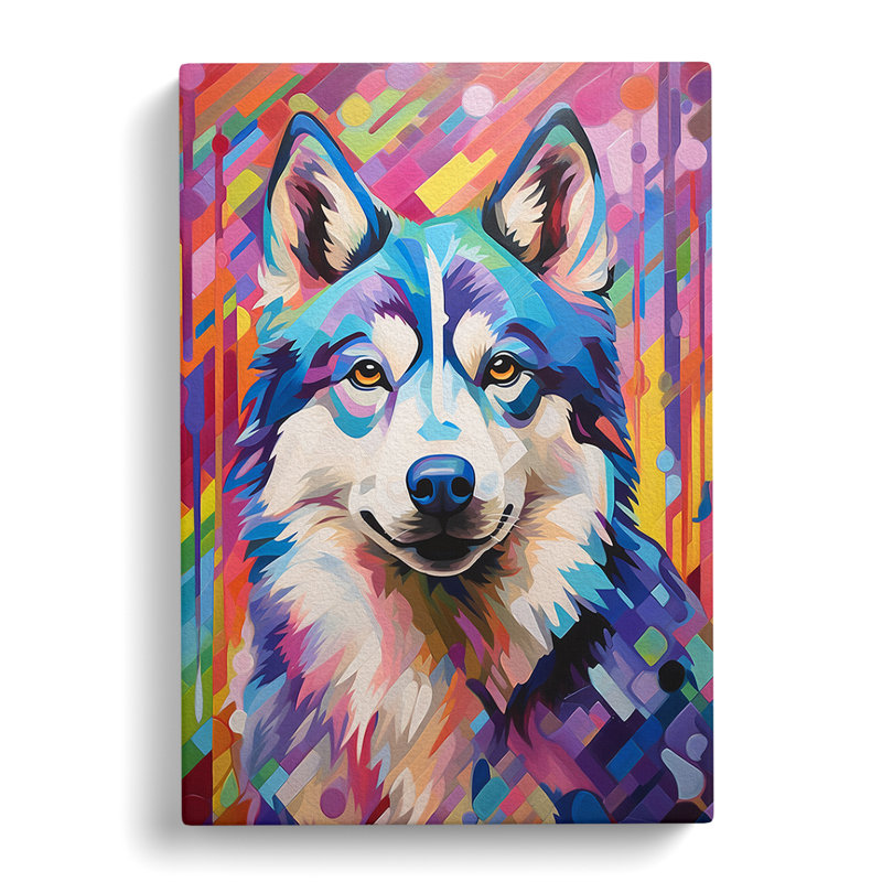 Husky Colour Field - Art Prints - Wrapped Canvas, 50cm H x 35cm W x 3cm D