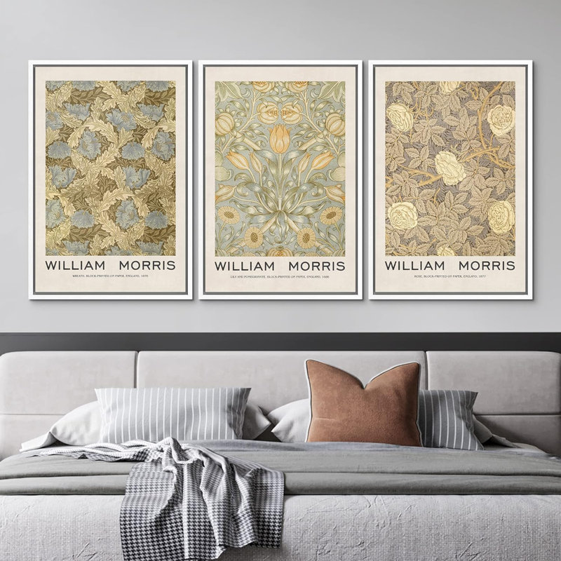 Art mural classique de William Morris, Blanc, H 24 po x l 16 po x P 1,5 po