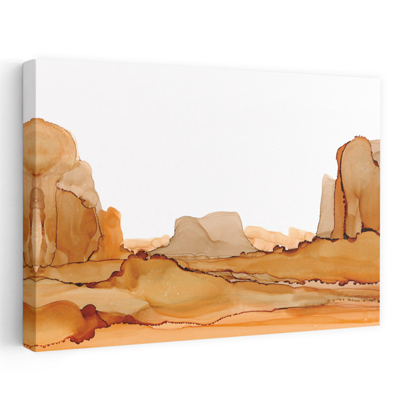«Brownscape I» - Art abstrait abstrait à l'encre brune, H 40 po x l 60 po