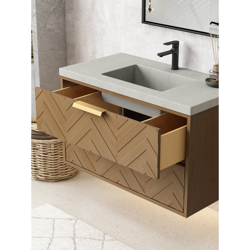 Meuble-lavabo flottant 36 po avec lavabo simple en ciment Maxbano