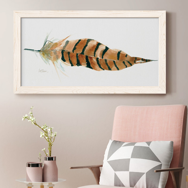 «Tail Feather I», peinture sur toile encadrée, Blanc