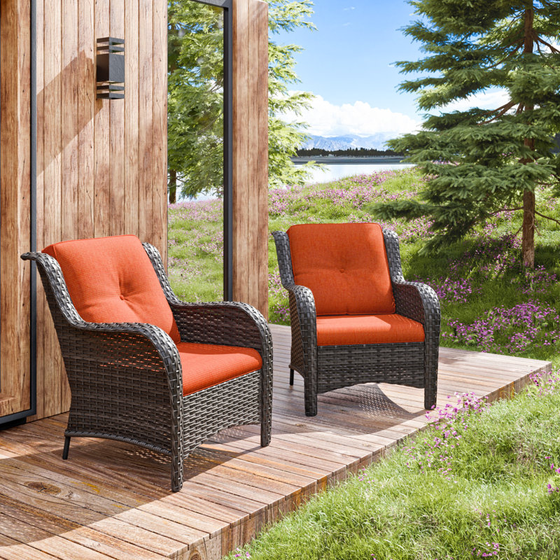 Ragne Wicker Outdoor Lounge Chair, Orange