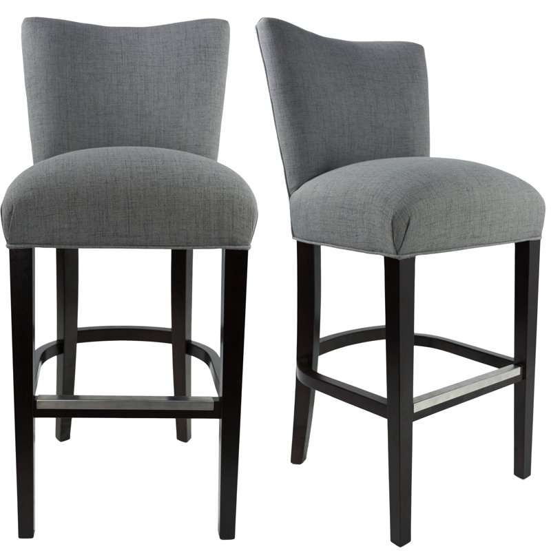 Upholstered Counter Stool with Solid Wood Frame, Metal