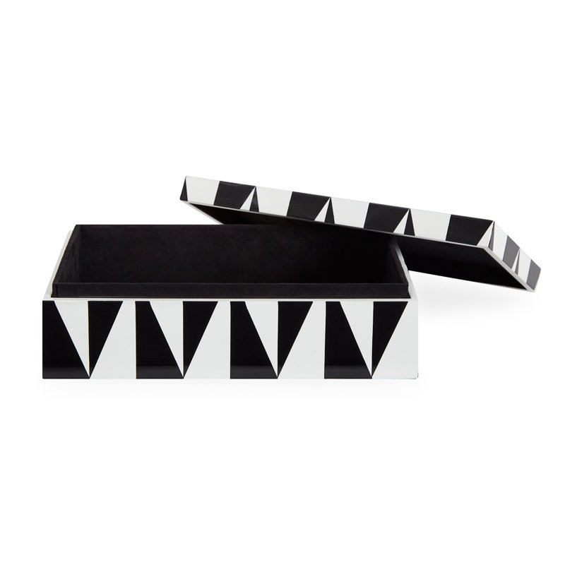 Black and White Lacquered Rectangular Lidded Box