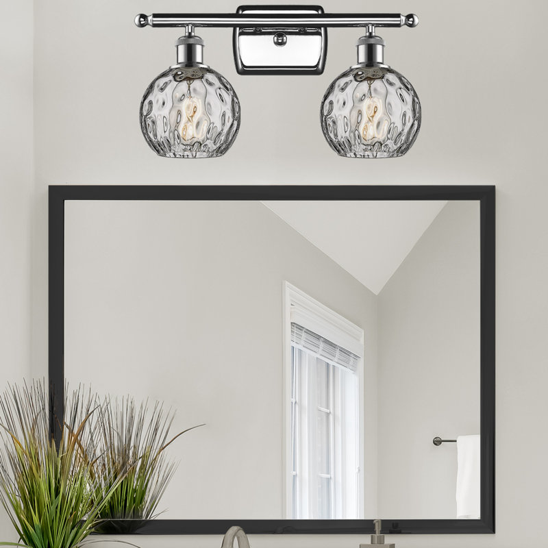 Éclairage pour salle de bain 2 lumières en acier et verre Cindi, DEL, Chrome poli