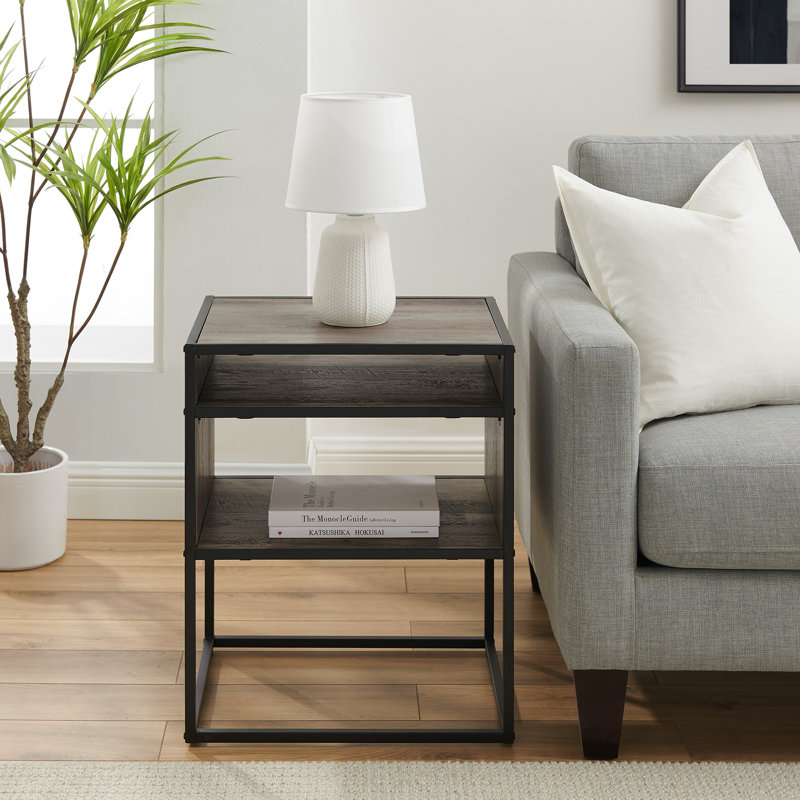 Oswald Frame End Table, Grey Wash