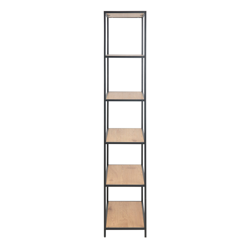 Zakrzewski 185 cm H Steel Etagere Bookcase, Oak