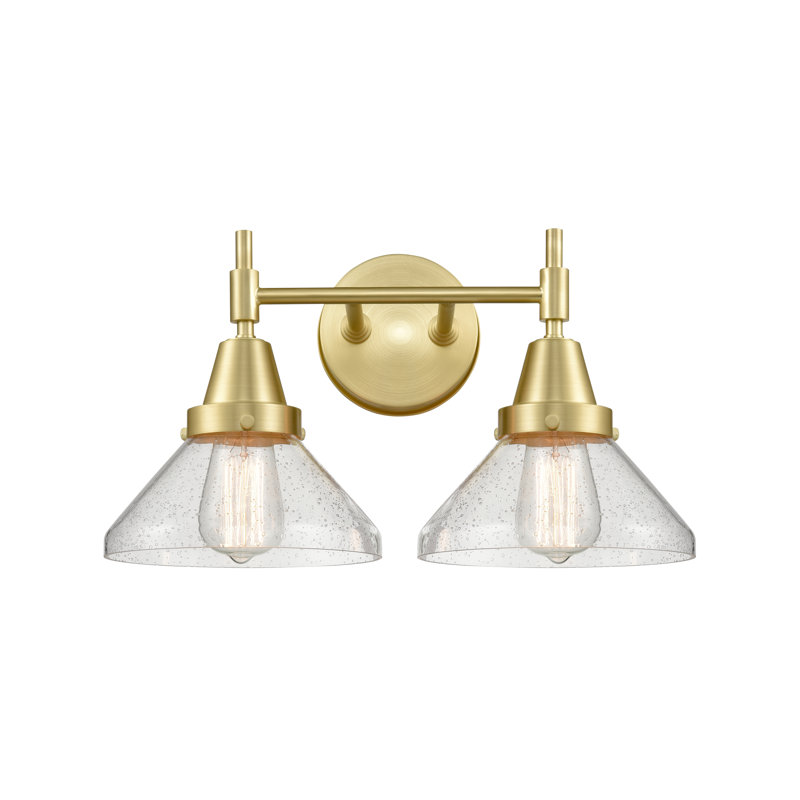Éclairage de salle de bain à intensité variable 2 lumières Amede, Grainé, Ampoule DEL 4 watts rétro, Laiton satiné