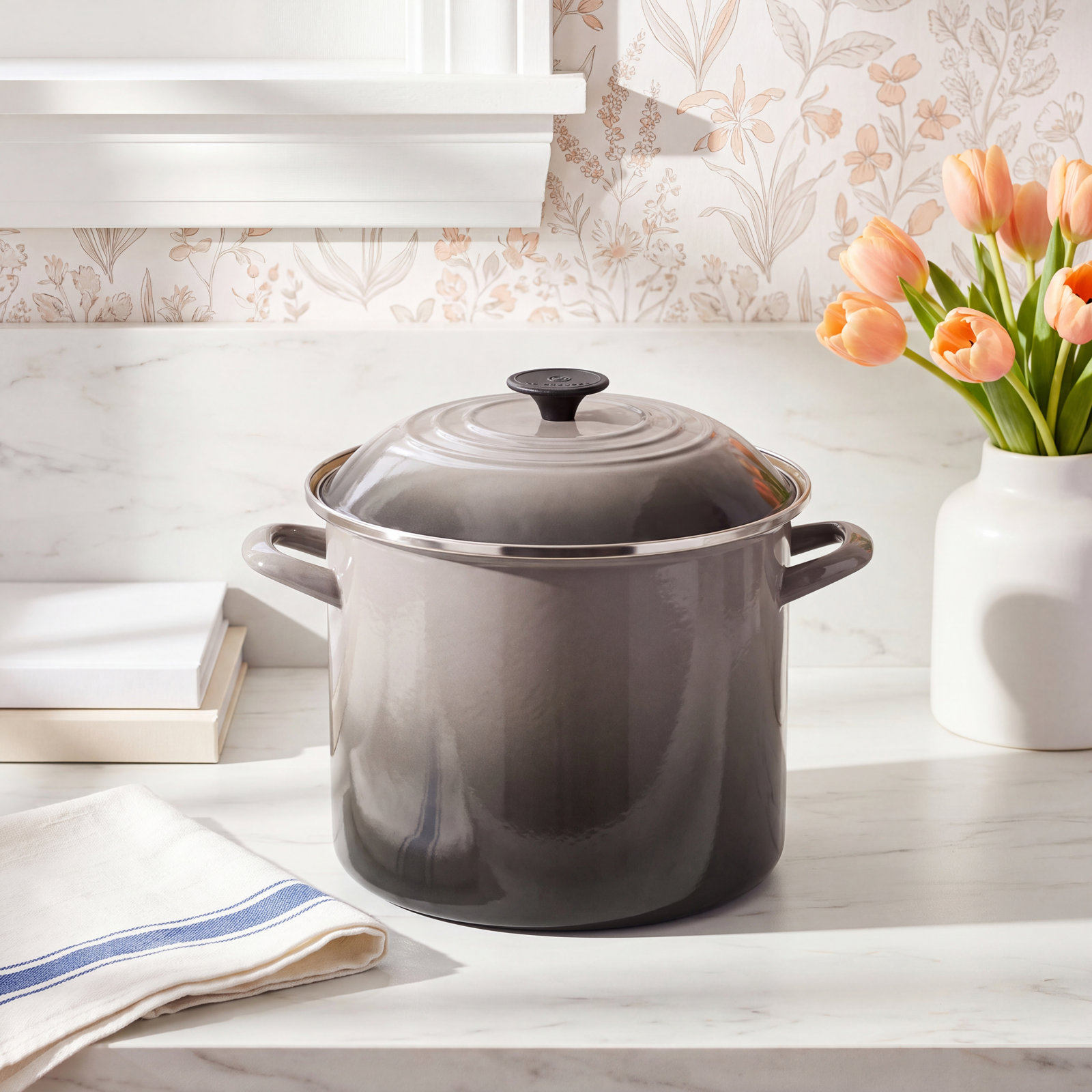 Le Creuset Enamel-on-Steel Stockpot with Lid, 8 qt., Oyster