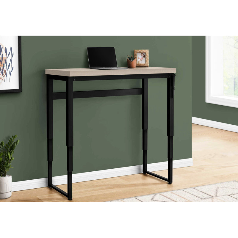Table d'ordinateur réglable pour bureau à domicile, longueur 48 po, stratifié taupe avec métal noir, bureau d'apparence moderne pour la maison, table pratique beige