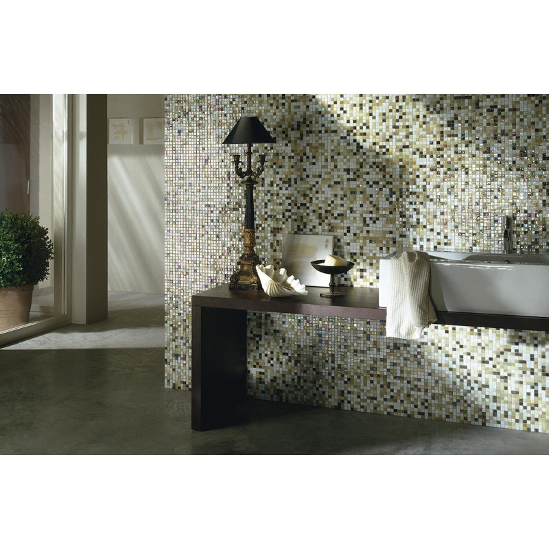 Zinnia 4 5/8" x 5/8" Iridescent Glass Mosaic