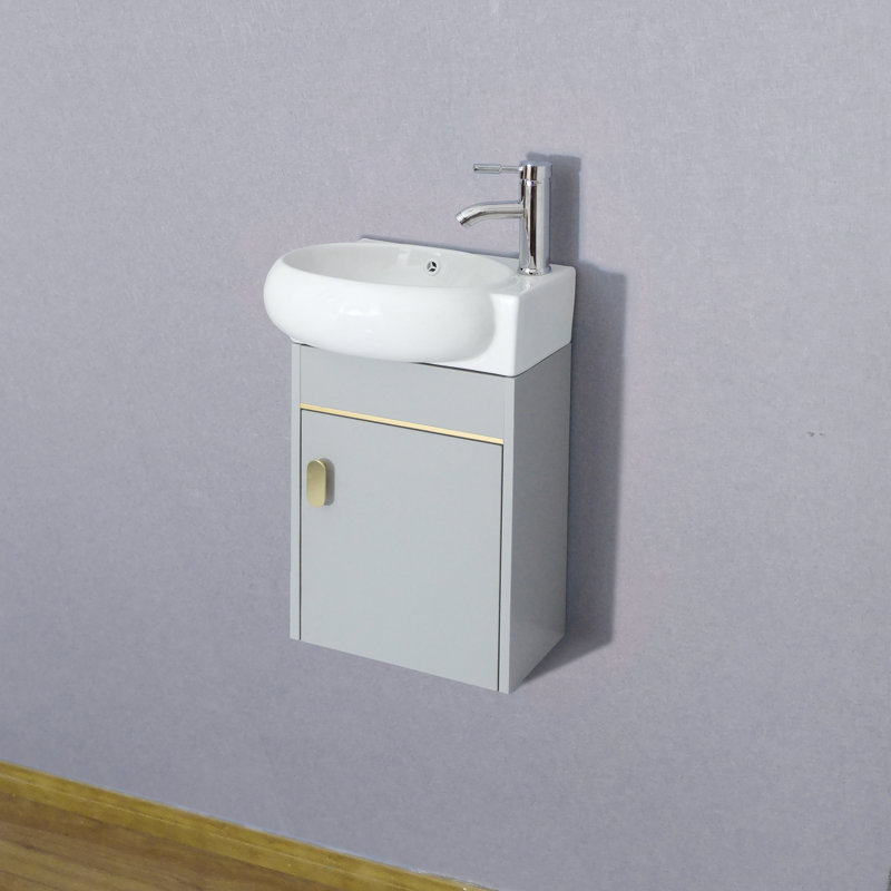Ensemble de meuble-lavabo mural simple 17 po Mikaelah, Gris