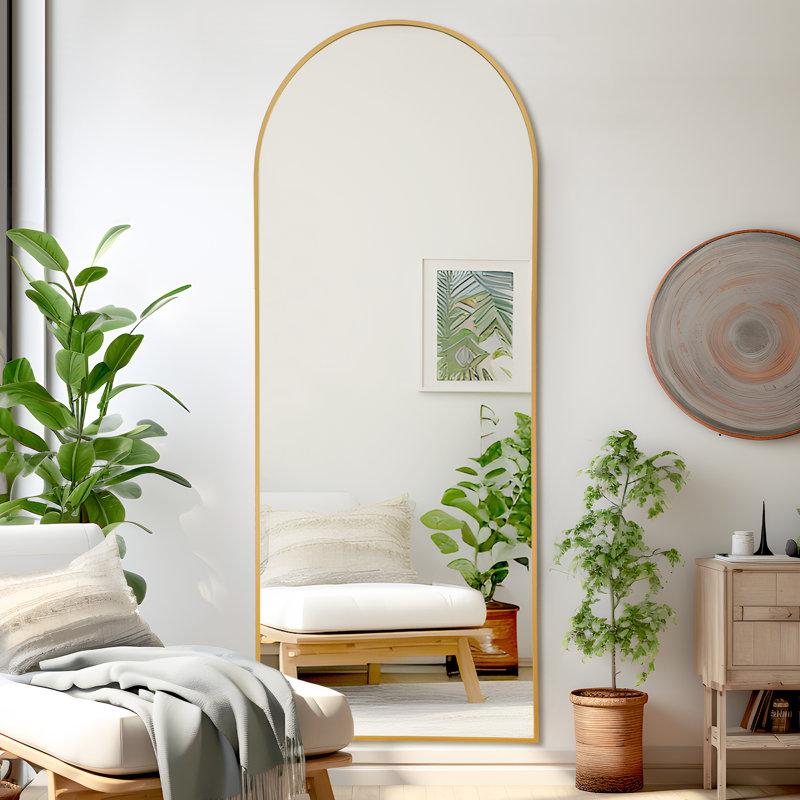 Grand miroir de plancher arqué pleine longueur, Or, 64 po x 21 po