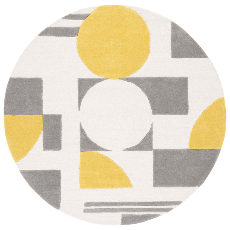 Felipe Handmade Wool Gray/Gold Rug, Round 6'