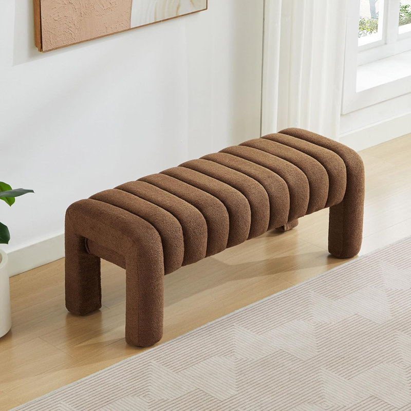 Bedroom Bench, Upholstered Entryway Bench, Brown