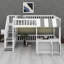 Lit mezzanine avec design cabane de jeu, marches de rangement, éclairage DEL et placards sous le lit-2090666723-2090666724