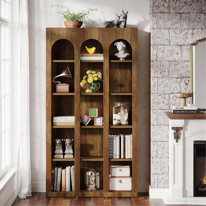 Bibliothèque rustique 70,87 "à 5 niveaux pour salon, bureau, chambre à coucher