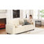Canapé 86 po 3 places, canapé en velours côtelé avec coussin à ressorts, beige