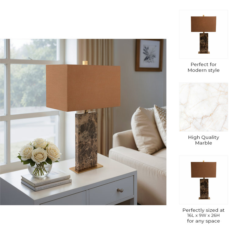 Sagebrook Home 26X16" Rectangle Marble Lamp, Light Brown