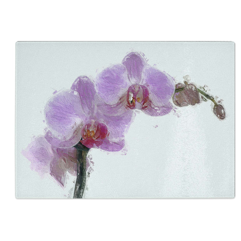 Tempered Glass Orchids in Bloom Chopping Board, 39 cm W x 28.5 cm L