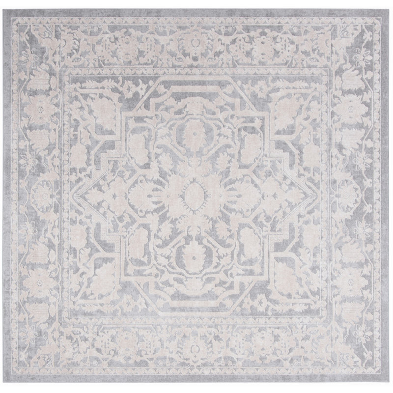 Tapis oriental gris clair Calidia, Carré 6 pi 7 po