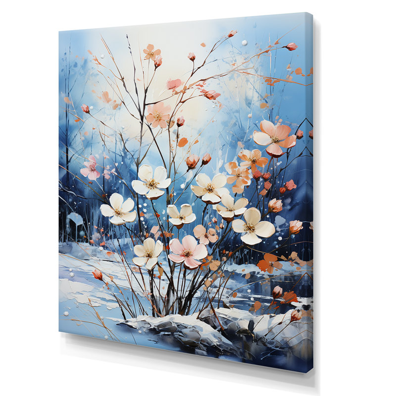 Bouquet de fleurs de neige en harmonie, Toile tendue, H 32 po x l 16 po x P 1 po
