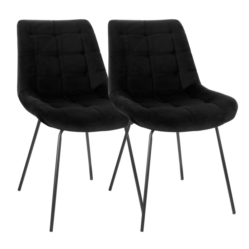 Chaise d'appoint rembourrée en velours capitonné Stoker, Noir